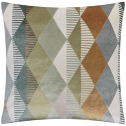 furn. Metro Harlequin Feather Filled Cushion – Geometric Velvet Jacquard Decorative Pillow (Green – 50x50cm)