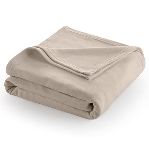 Martex Twin Size Fleece Bed Blanket - Comfy Supersoft Fleece Blanket – All-Season Light Weight Throw Blanket - Luxuriously Soft - Throw Blanket for Couch and Sofa - Machine Wash - Beige