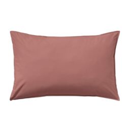 ESSIX - Plain washed cotton percale pillowcase - 50 x 70 cm - Dark pink - Cotton percale - 80 threads/cm² - Easy care