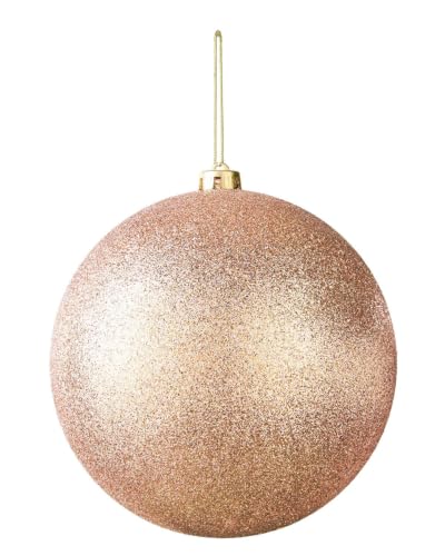 WeRChristmas Rose Gold Glitter Extra Large Christmas Bauble 20 cm, Shatterproof