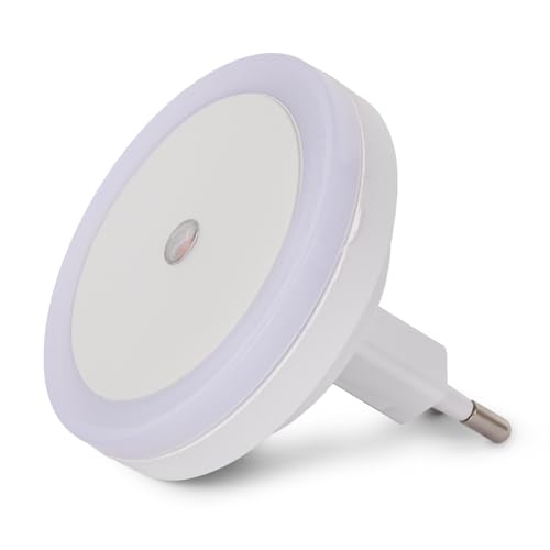Entac Night Light, 0.5W, Round, Cool White, with Twilight Sensor, for Indoor Use