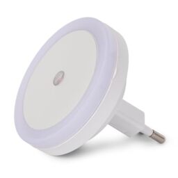 Entac Night Light, 0.5W, Round, Cool White, with Twilight Sensor, for Indoor Use