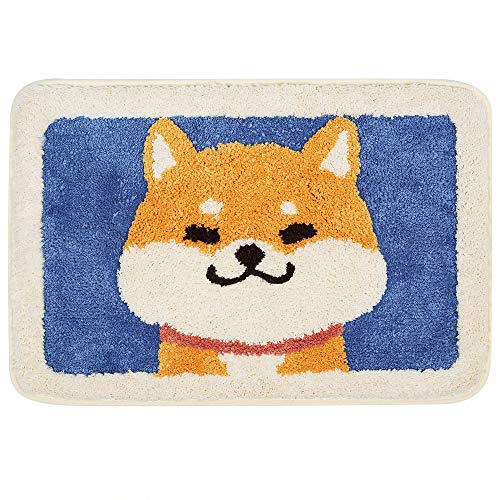 "Ankah Shaggy Bath Mat Shower Rug, Soft and Comfortable, High Absorbent and Anti Slip, Machine Washable Fit for Bathtub, Shower and Bath Room 18"" x 26"" (Cute Dog)"