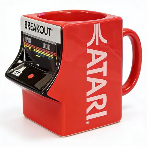 Atari Breakout 3D Arcade Cabinet Mug 325ml ??? Official Retro Gaming Ceramic Coffee Cup ??? Novelty Desk Tidy for Atari Fans & Collectors, Red