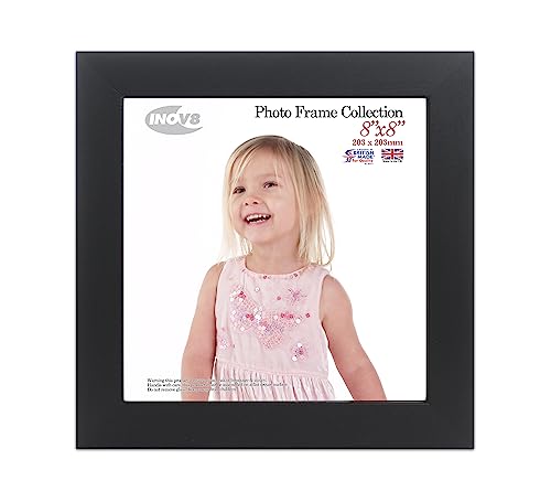 "Inov8 British Made Real Wood Picture/Photo Frame 8x8"" Inch(20x20cm) - Kayla 30mm Black"
