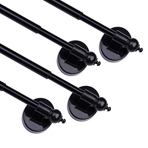 BOOM JOG Magnetic Curtain Rods for Metal Doors???Multi-Use Adjustable Appliance for Windows Iron Steel Places???9-16 Inch???Black???4 Pack