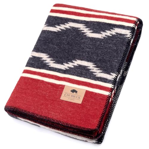 "Chubbuck 100% Wool Blanket Camping (60"" x 84"") - Large Warm Blankets for Camping, Emergency, Outdoor Concerts and Home Use - Fire Retardant Blanket, Soft and Warm Blankets for Winter (Navigator)"