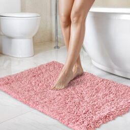 Emma Barclay Tumble Twist Pure Cotton 2pc Bath set in Pink - Mat 50x80cm / Pedestal 50x40cm
