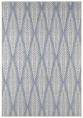 bougari Indoor and Outdoor Flat Weave Rug Pella Taupe Azure Blue 160 x 230 cm