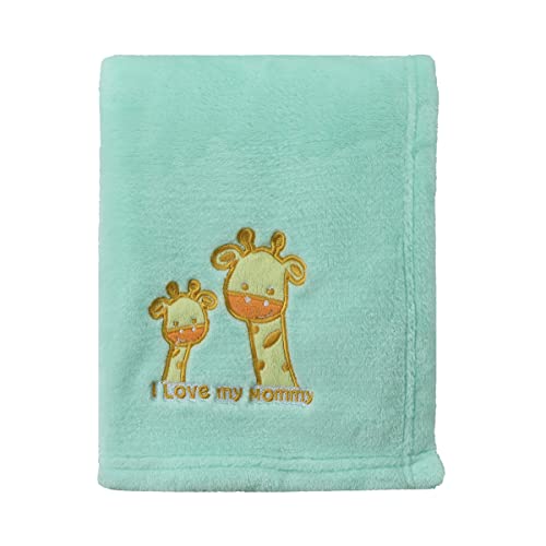 CREVENT 75cmX100cm Light Cozy Plush Fluffy Warm Fleece Stroller Blanket for Girls Boys Infant Toddler's Crib Cot Stroller (Green Giraffe)