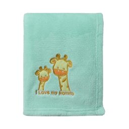 CREVENT 75cmX100cm Light Cozy Plush Fluffy Warm Fleece Stroller Blanket for Girls Boys Infant Toddler's Crib Cot Stroller (Green Giraffe)