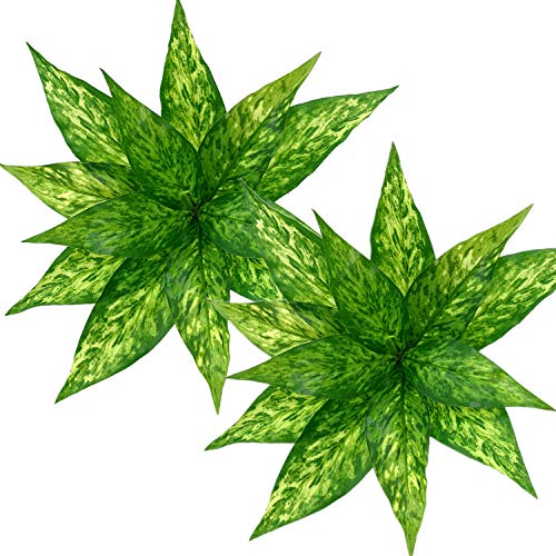 CATTREE Artificial Plants Outdoor, Fake Plant D??cor Shrubs Faux Grass Plastic Leaves Greenery Bushes Home Garden Wedding Party Decorations Indoor Office Yard Verandah Planter Filler - Yellow 2 Pack
