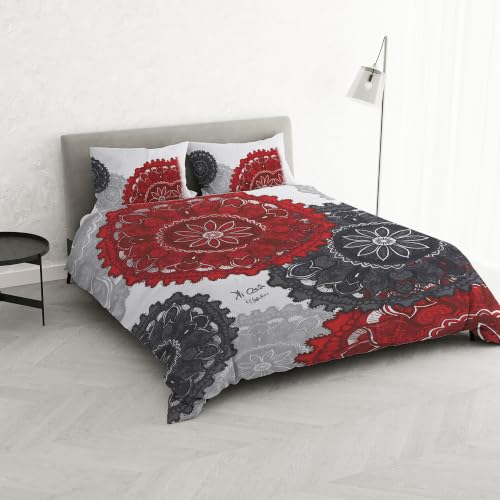 Italian Bed Linen KI-OSA Duvet Cover Set with Full Coverage Digital Print,250x200cm, KIO623, 100% Cotton, KIO 623, DOUBLE