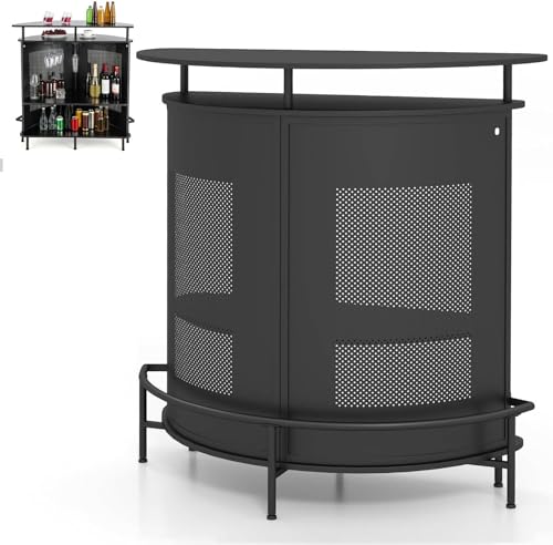 GiantexUK Liquor Bar Table, 4-Tier Wine Bar Cabinet (Half Round)