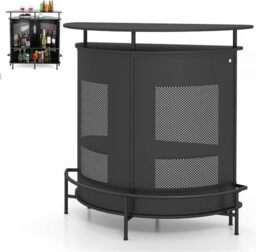 GiantexUK Liquor Bar Table, 4-Tier Wine Bar Cabinet (Half Round)