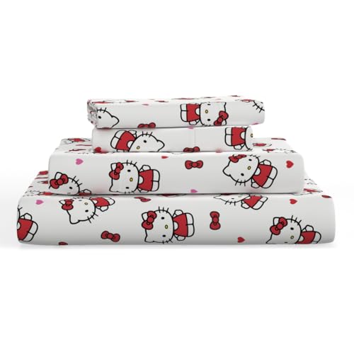 Franco Collectibles Hello Kitty Bedding Super Soft Cotton 3 Piece Twin XL Sheet Set, College Dorm Essentials (Officially Licensed Product)
