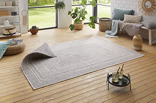 HANSE Home Flat Weave Reversible Rug Frame for Indoor and Outdoor Use (100% Polypropylene, UV- and Weather-Resistant, Suitable for Underfloor Heating), Size: 120 x 170 cm, Colour: Black/Cream