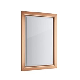 iBathUK Mirana Wall Mounted Framed Bathroom Mirror, Modern Rectangular Portrait or Landscape Design Copper-Free Silver Mirror with PVC Frame in Copper, 700 x 500mm