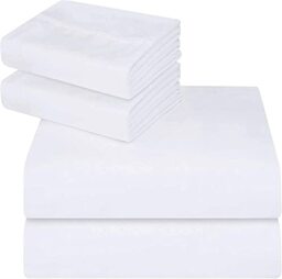 ComfyWell Extra Deep Fitted Sheets Double - Deep Pocket 14 inch (35 cm) - Soft Brushed Microfibre Fabric White Bedding - Shrinkage and Fade Resistant. (Double (135x190cm), White)