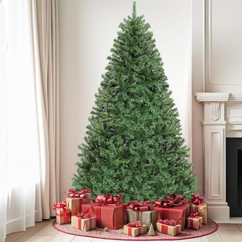 DWVO 274 cm Artificial Christmas Tree, Folding System Frame & Metal Stand - Christmas tree approx. 2028 tips, lifelike, dense branches, quick assembly for home, office, shops, 274 x diameter 155 cm