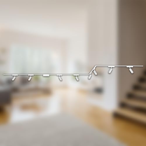 BRILONER - Luxtrail Complete Set of 8 LED Spotlights, U-Shape, Z-Shape, Adjustable Ceiling Track System, Spotlight, Ceiling Light, 5 m, White