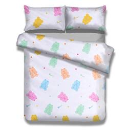 AmeliaHome Children's Bed Linen Set 135 x 200 cm with 2 Pillowcases 100% Cotton Bedding Kids Candy Bears