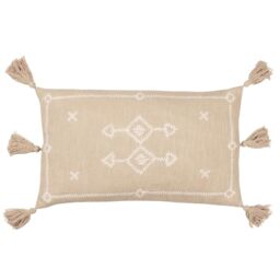 Yard Folis Embroidered Polyester Filled Cushion (Stone, 30 x 50 cm)