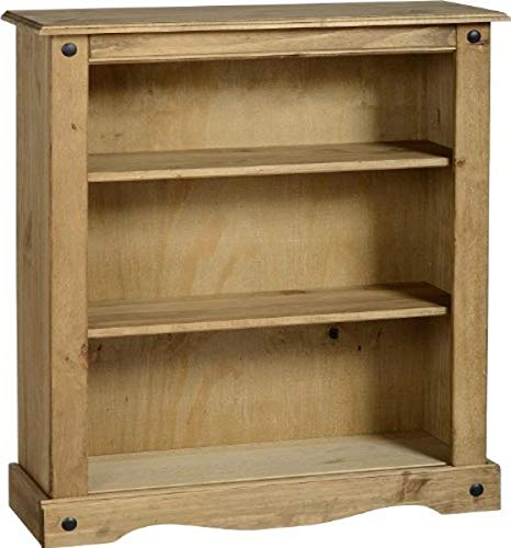 Seconique Corona Low Bookcase in Distressed Waxed Pine