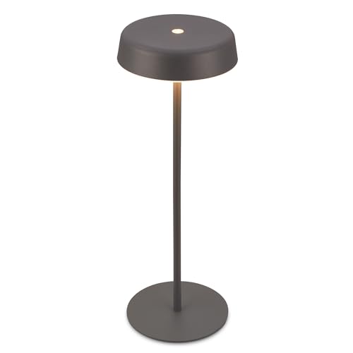 BRILONER - Rechargeable LED Table Lamp IP44 with Touch, Dimmable, Warm White Light, LED, Battery Table Lamp, 13X36.5 cm, Anthracite