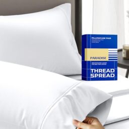 THREAD SPREAD 100% Egyptian Cotton Pillow Cases King - 1000 Thread Count White King Pillow Cases Set of 2, Soft Cooling & Breathable Extra Long Staple Sateen Weave Cotton Pillowcases for King Pillows