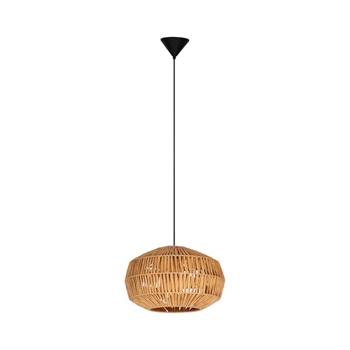 Eglo Pendant Lighting Sheldon, Boho Hanging lamp for Dining Table, Ceiling Light Fitting Living Room, Raffia Paper lampshade, E27 Socket, Ø 38 cm