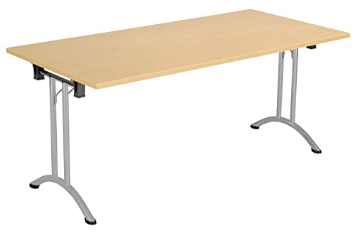 Office Hippo Folding Office Table, Sturdy & Stylish Computer Table Desk, Work Table For Home Office, Versatile Foldable Table For Meeting Room or Boardroom, 5 Year Guarantee - Oak / Silver