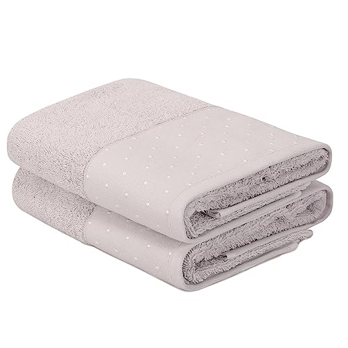 WELL HOME MOBILIARIO & DECORACIÓN Hand Towel Set (2 Piece) Light Grey and White