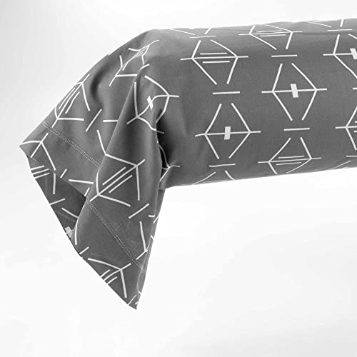 douceur d'intérieur, Aristide Bolster Pillowcase (85 x 185 cm) Anthracite 100% Cotton