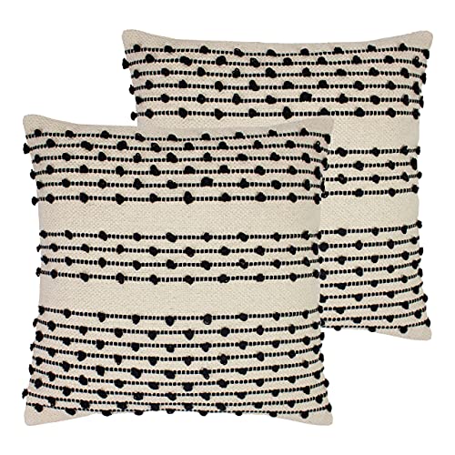 furn. Mossa Twin Pack Feather Filled Cushions, Natural/Black, 45 x 45cm