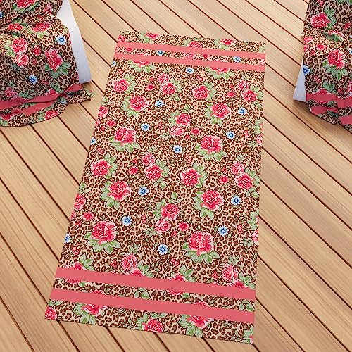 PETTI Artigiani Italiani Microfiber Beach Towel, 100% Made in Italy, Animal Roses, 90x180 cm