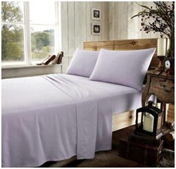 GC GAVENO CAVAILIA Brushed Cotton Bed Sheets, Flannelette Fitted Sheet With Pillowcases, Plain Flat Sheet Double, Purple, Plain Purple (671039)