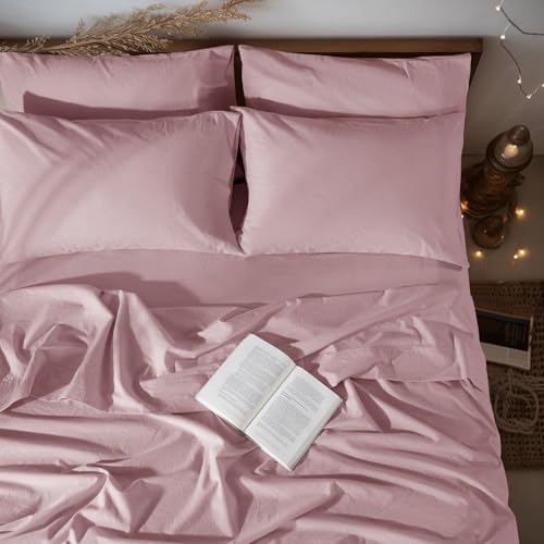 "LBRO2M 100% French Organic Linen Sheet Set 6Pcs, 16"" Deep Pocket Cal King - Pure Linen Bed Sheet, Natural Flax, Soft Breathable Sheets for Hot Sleepers, Durable, and Cozy for All Seasons"
