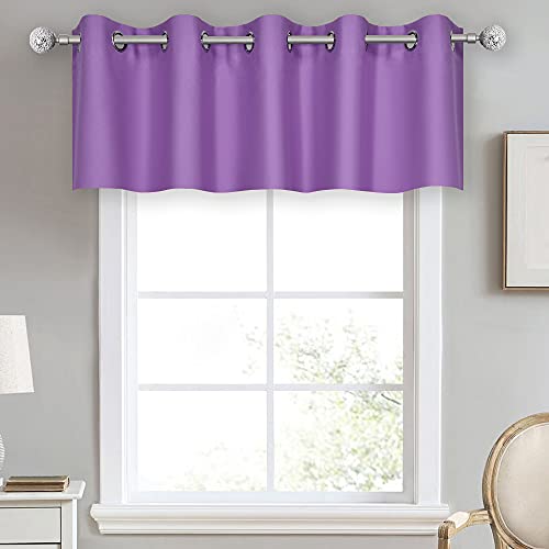 DECOVSUN Purple Valance for Kitchen Windows - Solid Lavender Grommet Top Blackout Window Treatment for Living Room, Bedroom & Kids Room - 70X18, 1 Panel Lilac