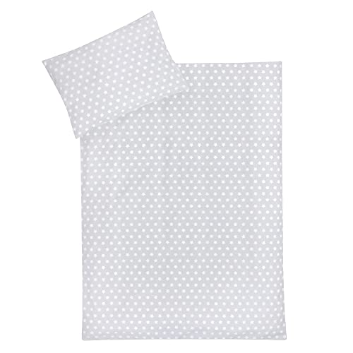 Julius Zöllner Children's Bed Linen 100% Cotton Standard 100 by Oeko-Tex, Made in Germany, Size 100 x 135 + 40 x 60 cm, Stars Grey
