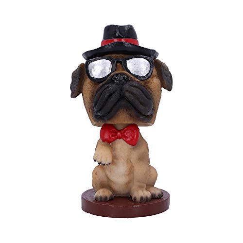 Nemesis Now U5007R0 Fawn Pug Dog with Hat and Shades Bobble Head Figurine, Polyresin, 11.5cm