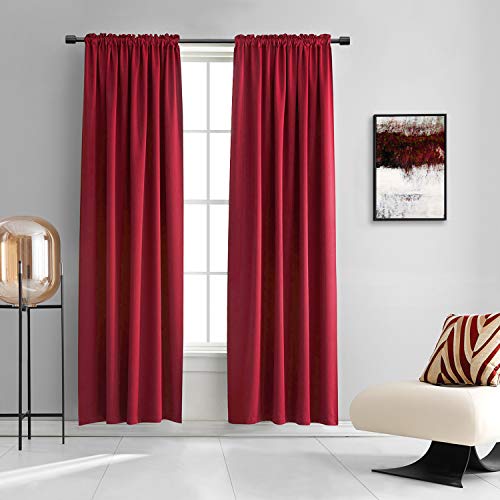 "DONREN Blackout Curtains Thermal Insulated Non-Reflective Panels for Living Room (Set of 2, 60"" x 84"", Red)"