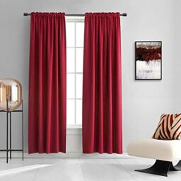 "DONREN Blackout Curtains Thermal Insulated Non-Reflective Panels for Living Room (Set of 2, 60"" x 84"", Red)"