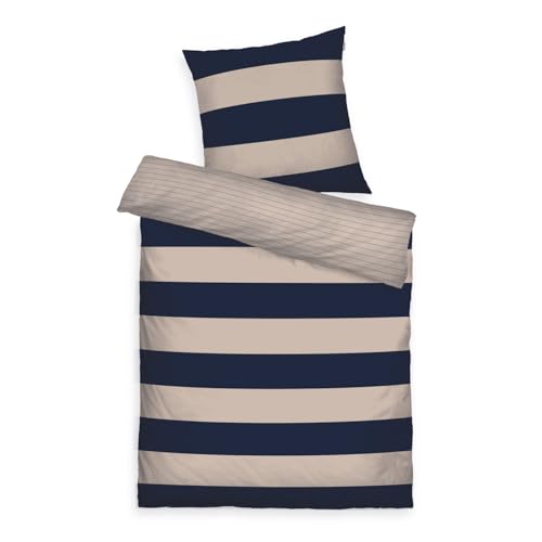 Klaus Herding GmbH Bedding, Cotton, Blue/Beige, 135 x 200 + 80 x 80 cm