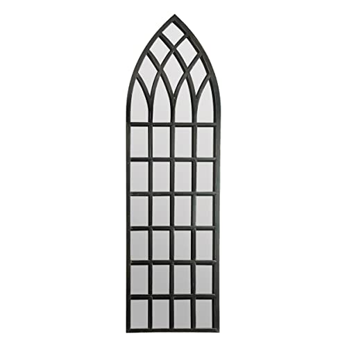 MirrorOutlet Large Antique Black Apartment Style Metal Window Tall Mirror 140 x 40m, 4ft7 x 1ft6