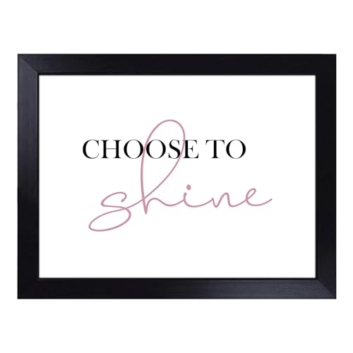 Lap Tray with Bean Bag Cushion, Choose to Shine Typography Quote - Handmade in the UK, Raised Wooden Edge, Padded Cushion, Heat-Resistant Wipe-Clean Surface, for Meals, Laptops and Crafts