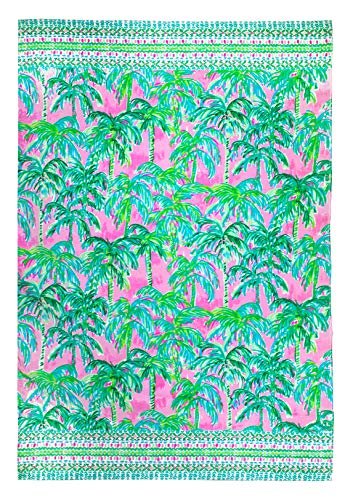"Lilly Pulitzer Oversize Pool/Beach Towel, Large 40"" x 70"" Pink/Green Palm Tree Print Terry Cloth Towel for Women, Suite Views"