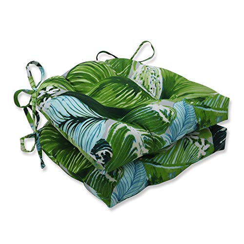 Pillow Perfect Outdoor - Indoor Colsen Noir Reversable Chair Pad (Set of 2), 20 X 20 X 3, Green