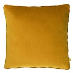 furn. Cosmo Polyester Filled Cushion – Soft Velvet Pom Pom Trim Decorative Pillow (Marine Blue – 30x50cm)