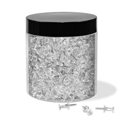 JIKIOU Push Pins Tacks 800 Count in Reusable Box, Standard Clear Thumb Tacks Steel Point and Clear Plastic Head for Wall Corkboard Map Calendar Photo Home Office Craft Projects Plastic Head Steel Pin